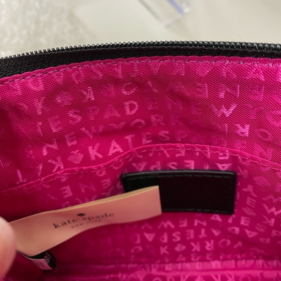 NWT Kate Spade black striped pouch